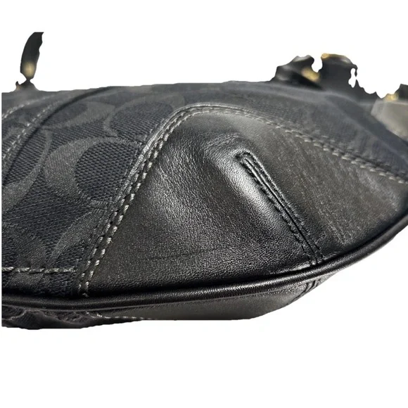 Y2K Coach Hampton Signature Jacquard Shoulder Hobo Bag Black Small Purse # 11371 - Picture 9 of 16